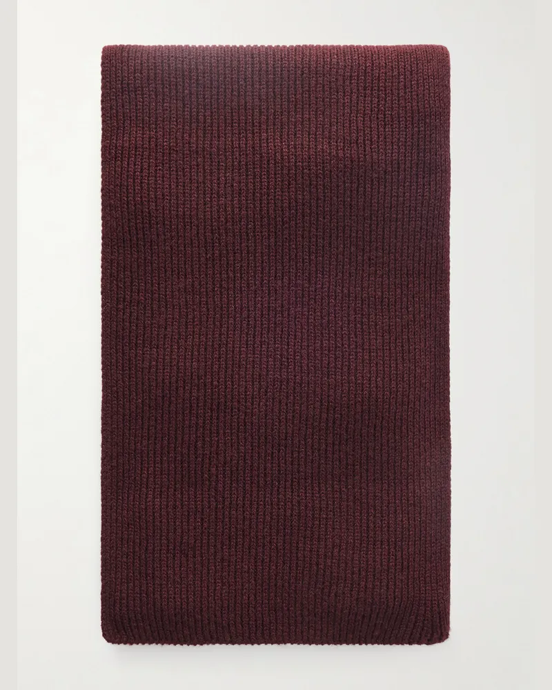 William Lockie Schal aus Kaschmir in Rippstrick Burgunder