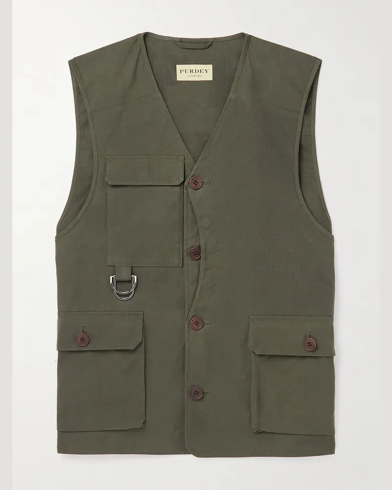 PURDEY Organic Cotton-Ripstop Gilet Green