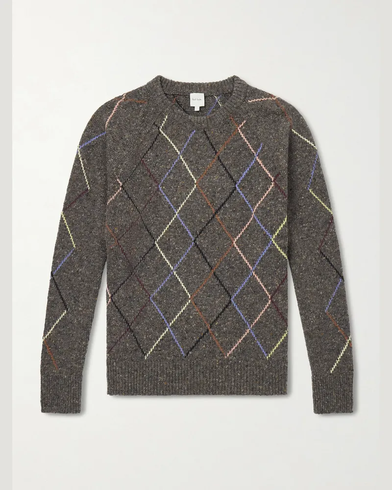 Paul Smith Pullover aus einer Woll-Baumwollmischung mit Argyle-Muster Braun