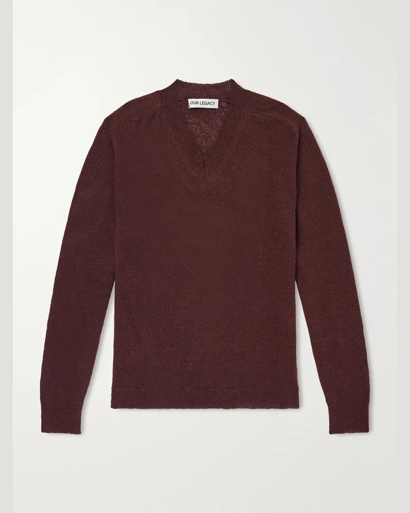 Our Legacy Rue Pullover aus einer Leinen-Baumwollmischung Burgunder