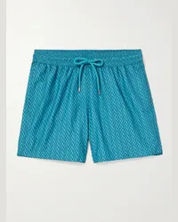 Frescobol Carioca Copacabana gerade geschnittene mittellange Badeshorts aus recyceltem Material Blau