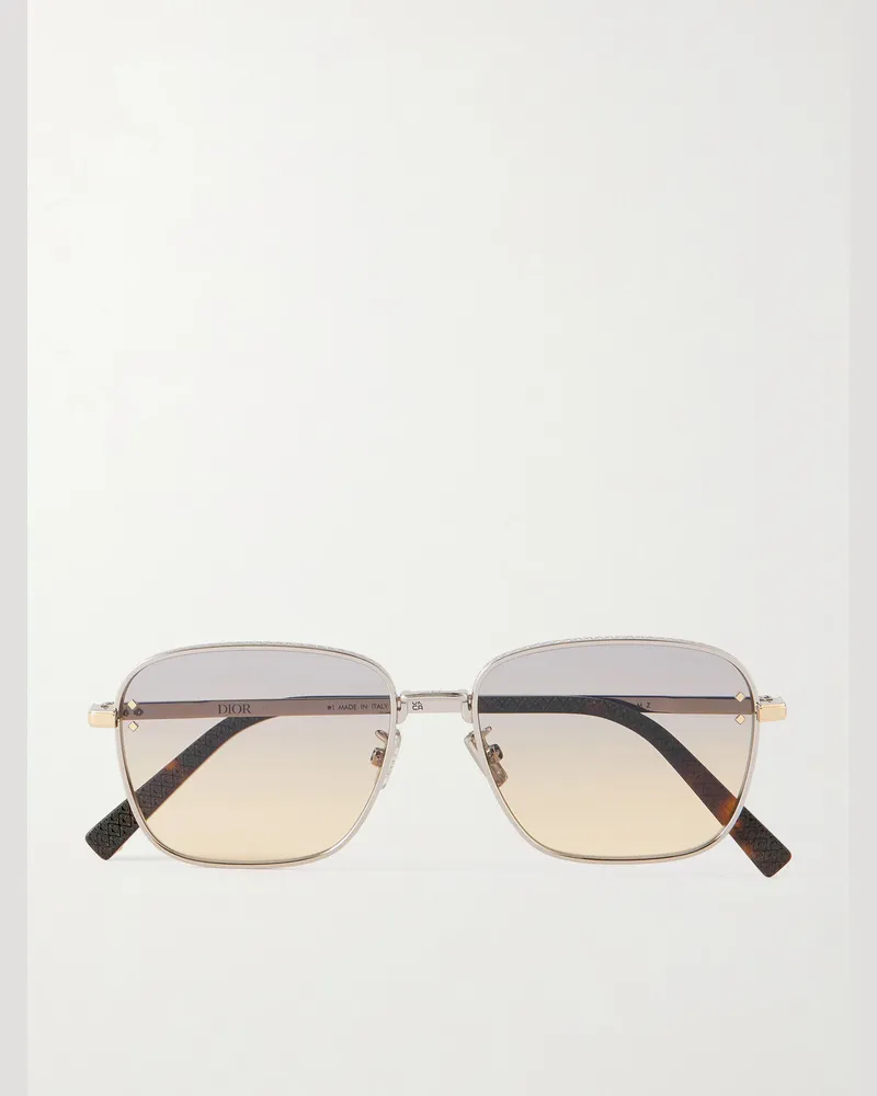 Dior CD Diamond S4U D-Frame Silver-Tone and Tortoiseshell Acetate Sunglasses Silver