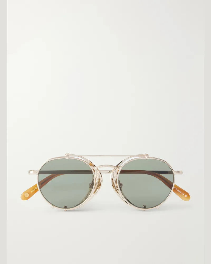 Garrett Leight Ocampo Round-Frame Metal Sunglasses Gold