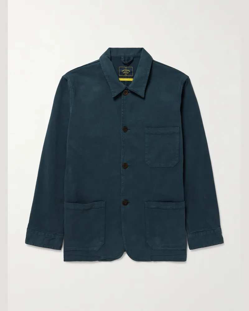 Portuguese Flannel Labura Stretch-Cotton Twill Overshirt Blue