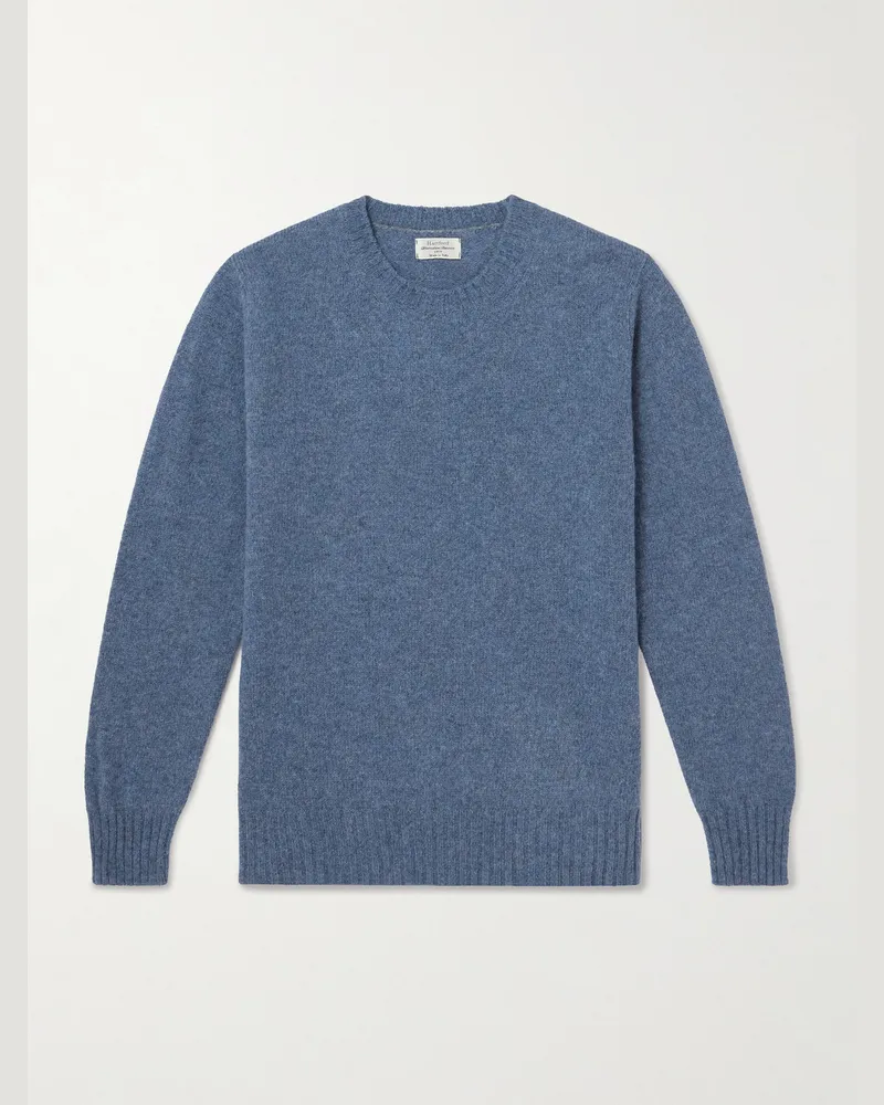 Hartford Brushed Shetland Wool Sweater Blue
