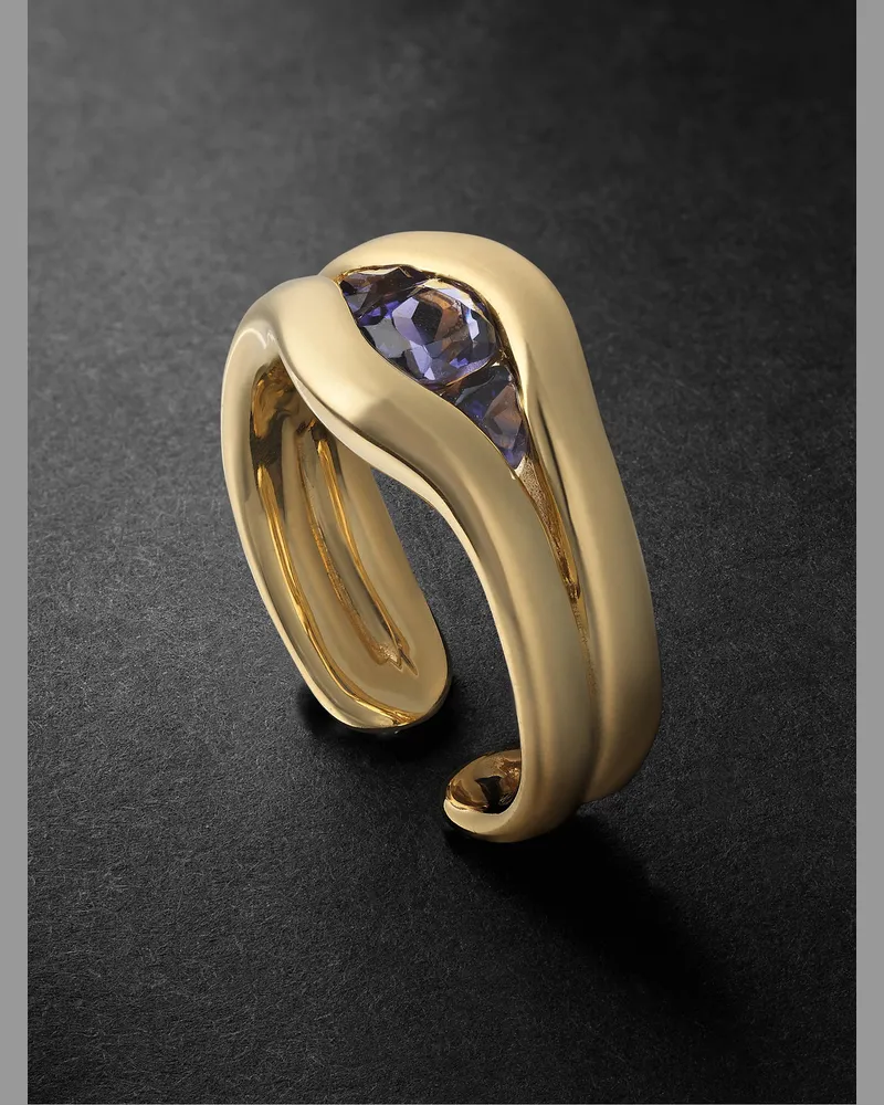 Fernando Jorge Trillion Ring aus 18 Karat Gold mit Cordieriten Gold