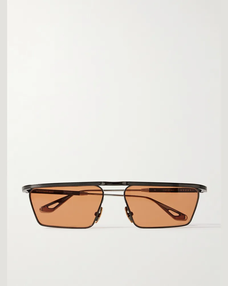 Jacques Marie Mage Bogart Rectangular-Frame Metal Sunglasses Black