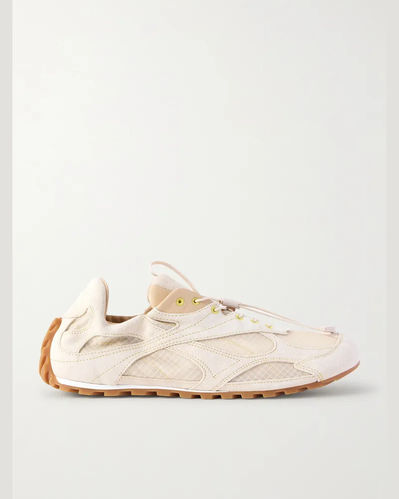 Bottega Veneta Orbit Flash Ripstop-Trimmed Suede Sneakers Neutrals