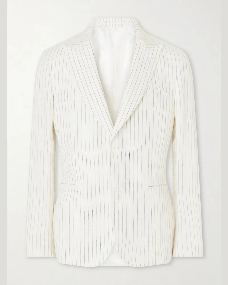 MR P. Pinstriped Linen Suit Jacket Neutrals