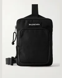 Balenciaga Explorer Umhängetasche aus Canvas mit Logoapplikation Schwarz