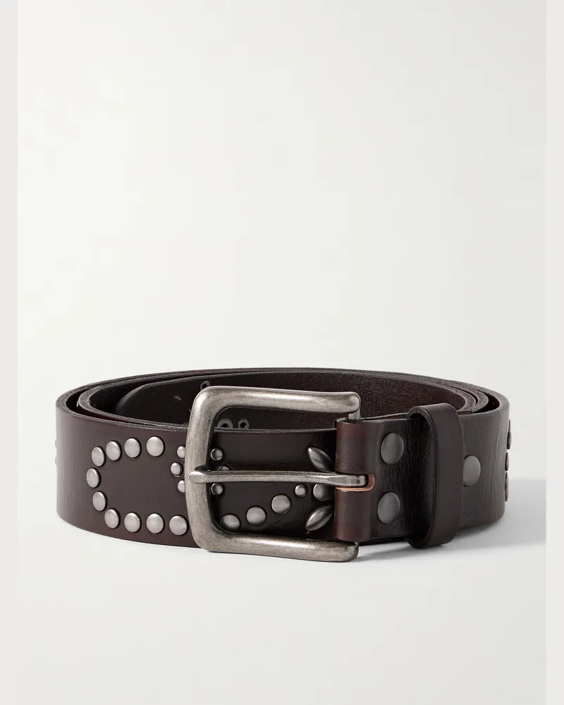 Corridor 3.5cm Studded Leather Belt Brown