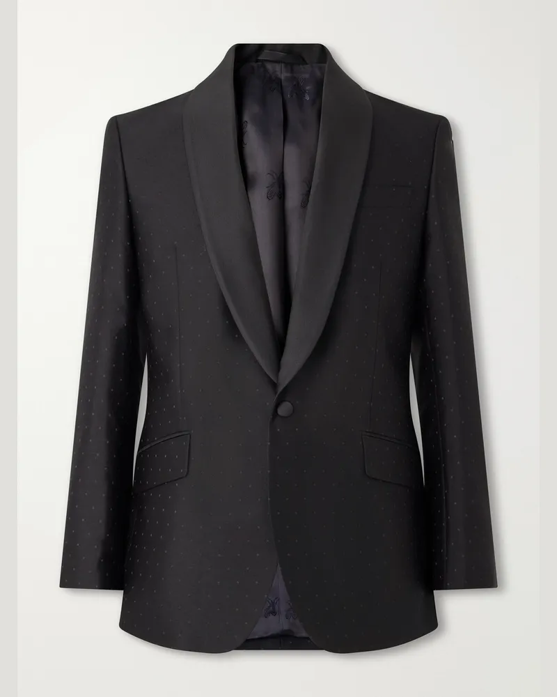 Favourbrook Polka-Dots Wool and Silk-Blend Tuxedo Jacket Black
