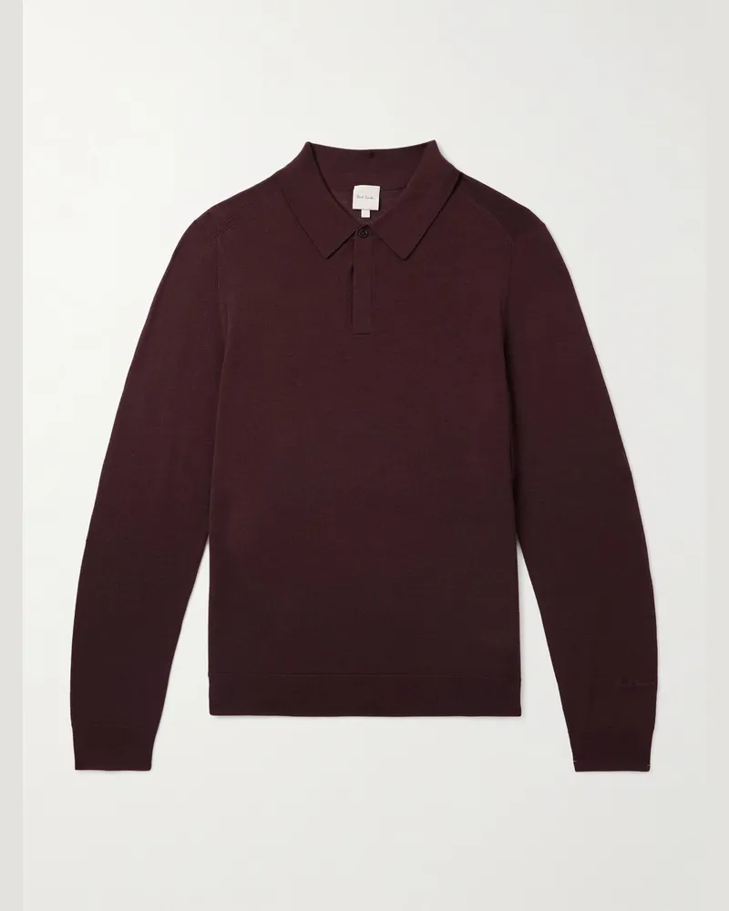 Paul Smith Pullover aus Merinowolle mit Polokragen Braun