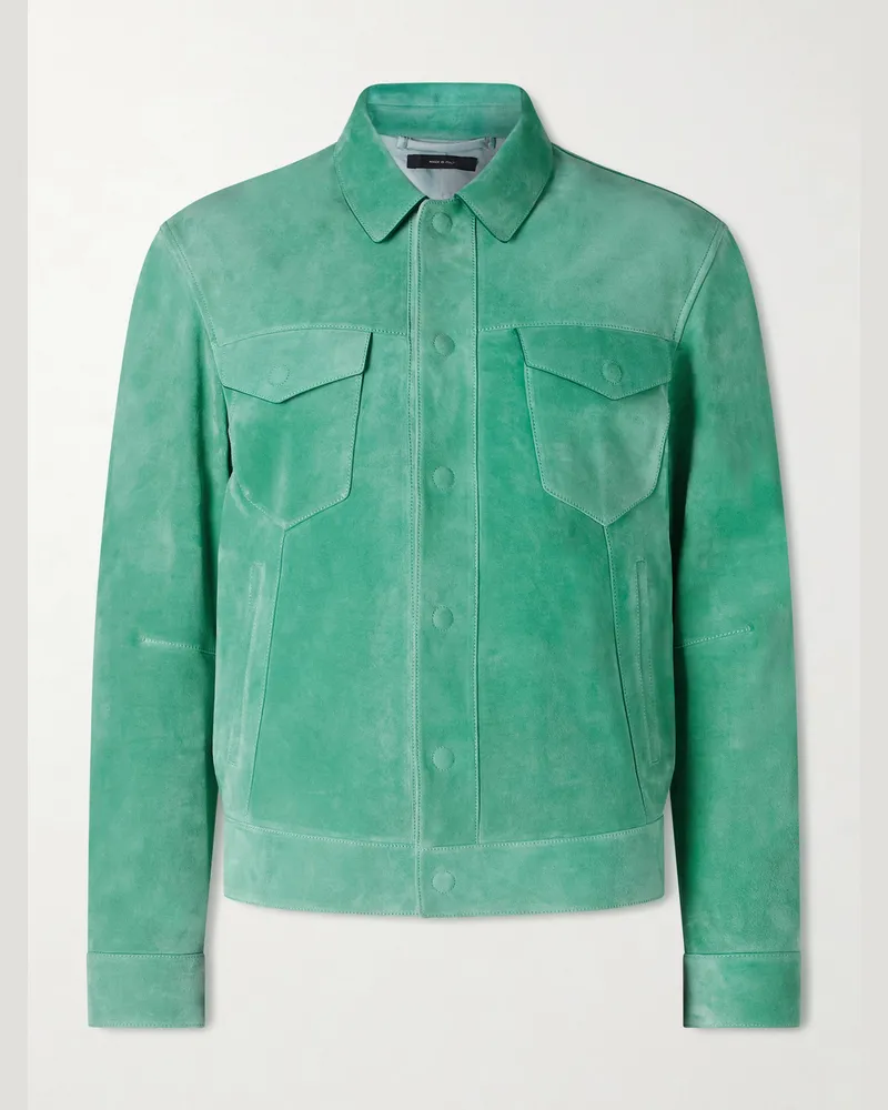Tom Ford Slim-Fit Suede Jacket Green