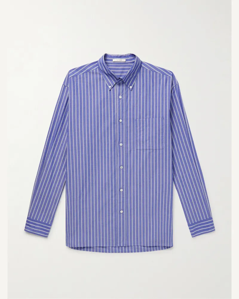 The Row Bresson gestreiftes Hemd aus Baumwollpopeline mit Button-Down-Kragen Blau
