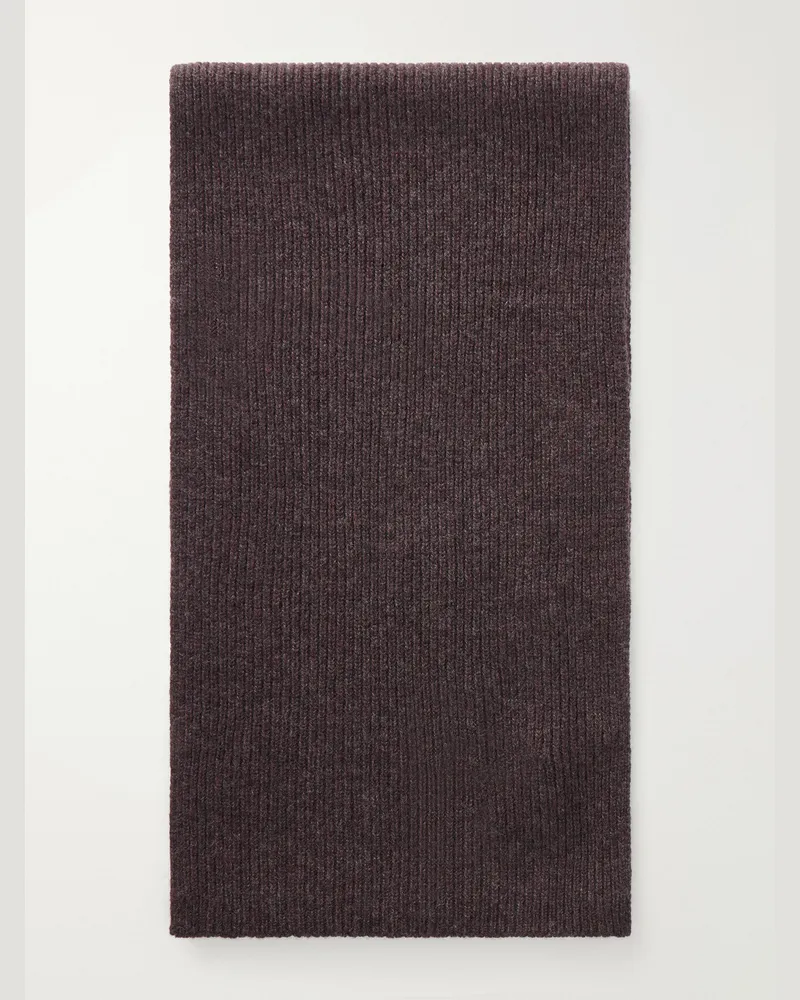 William Lockie Ribbed Cashmere Scarf Brown