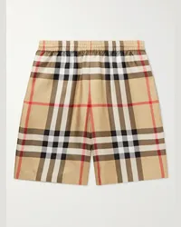 Burberry Gerade geschnittene Shorts aus Seiden-Twill mit Karomuster Neutral