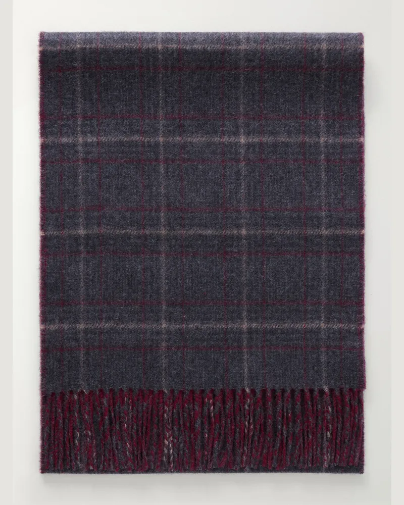Johnstons of Elgin Urquhart Checked Cashmere Scarf Gray