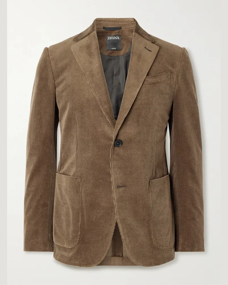 Ermenegildo Zegna Cotton-Blend Corduroy Blazer Green