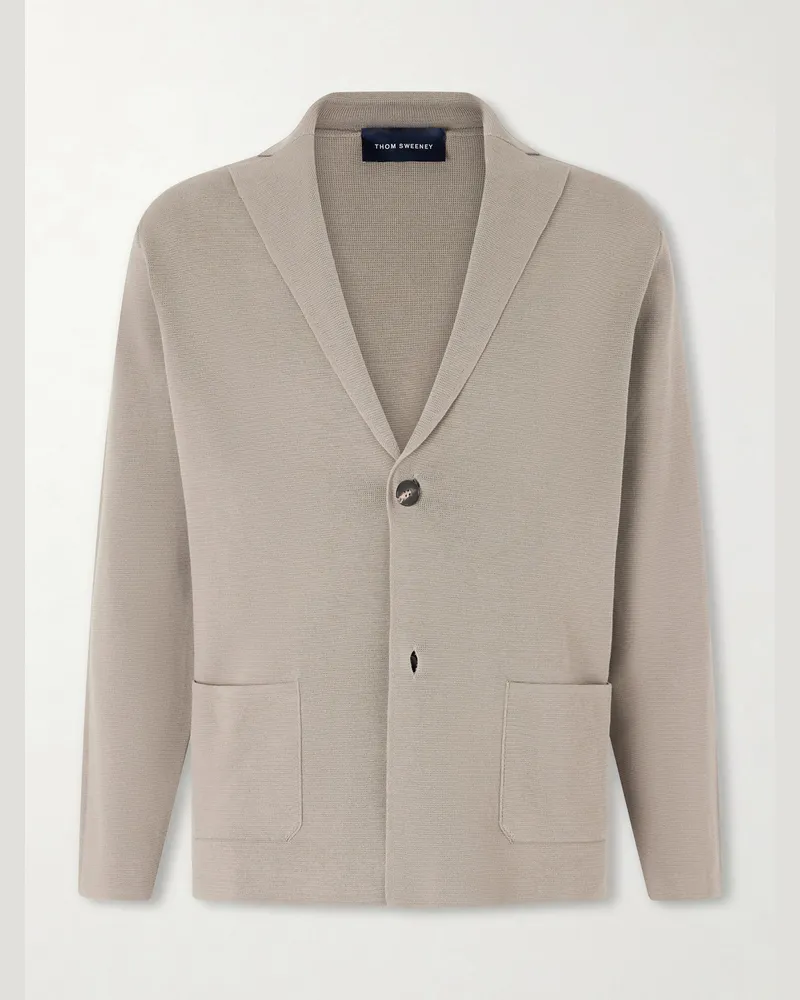 Thom Sweeney Cotton Crepe Knitted Blazer Gray