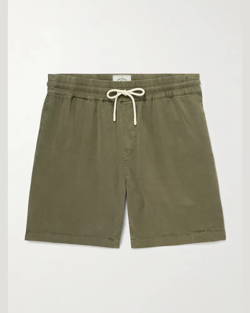 Portuguese Flannel Dogtown gerade geschnittene Shorts aus Tencel™ Lyocell mit Kordelzugbund Grün