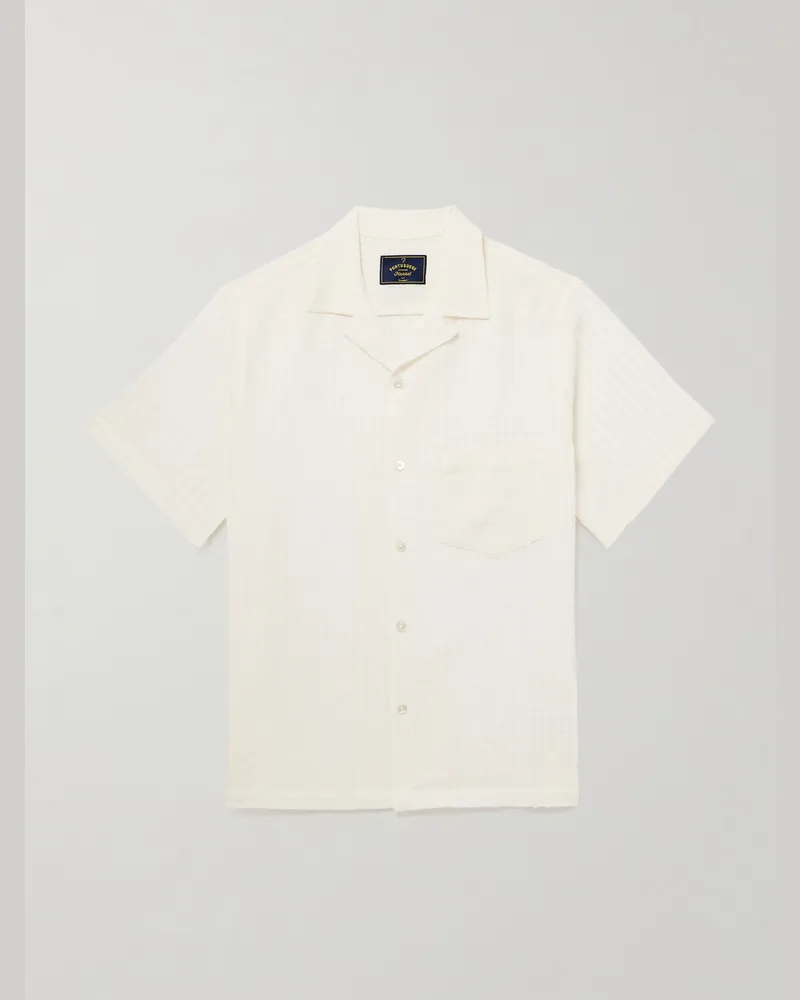 Portuguese Flannel Mondego Hemd aus strukturierter Baumwolle mit wandelbarem Kragen Weiß