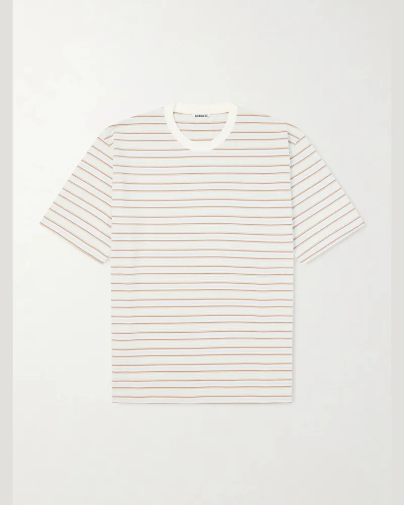 AURALEE Striped Cotton-Jersey T-Shirt Multi