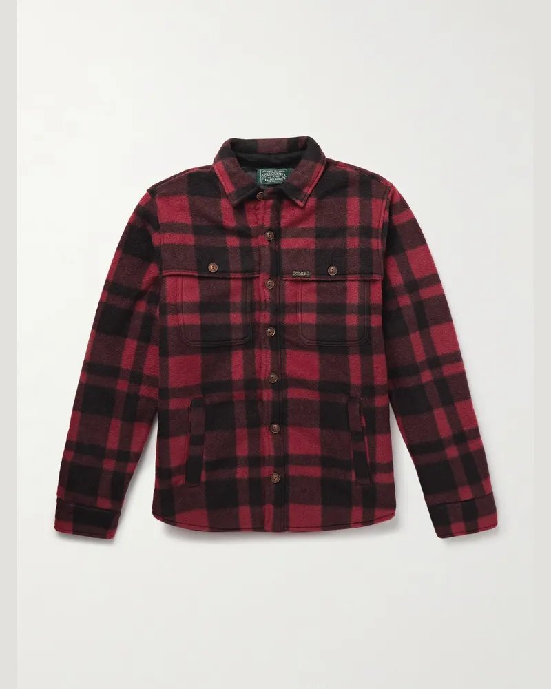 Ralph Lauren Polo Country Checked Padded Recycled-Fleece Overshirt Red
