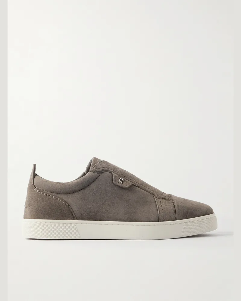 Christian Louboutin St Louis Suede Slip-On Sneakers Gray