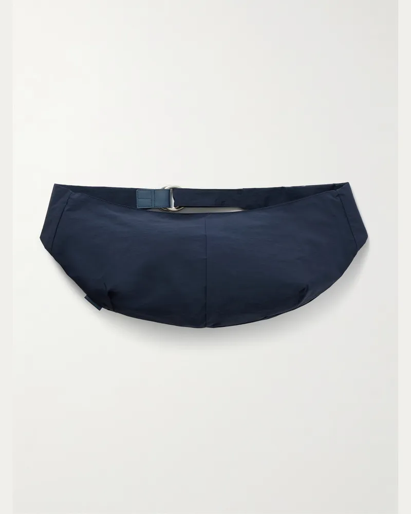 MASTER PIECE Sash Large Leather-Trimmed Coated-Nylon Sling Bag Blue