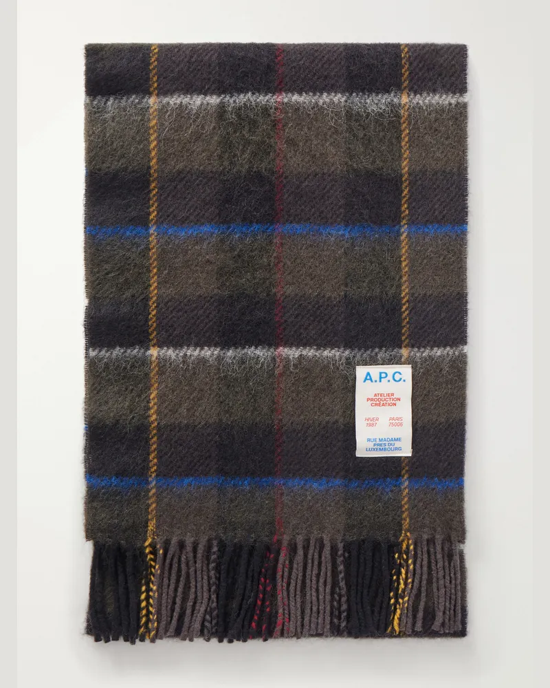 A.P.C. Leon Fringed Checked Virgin Wool and Alpaca-Blend Scarf Multi