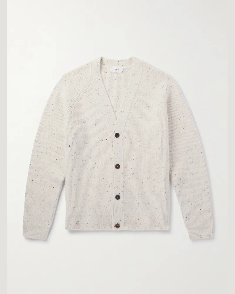 MR P. Cardigan aus Rippstrick Weiß