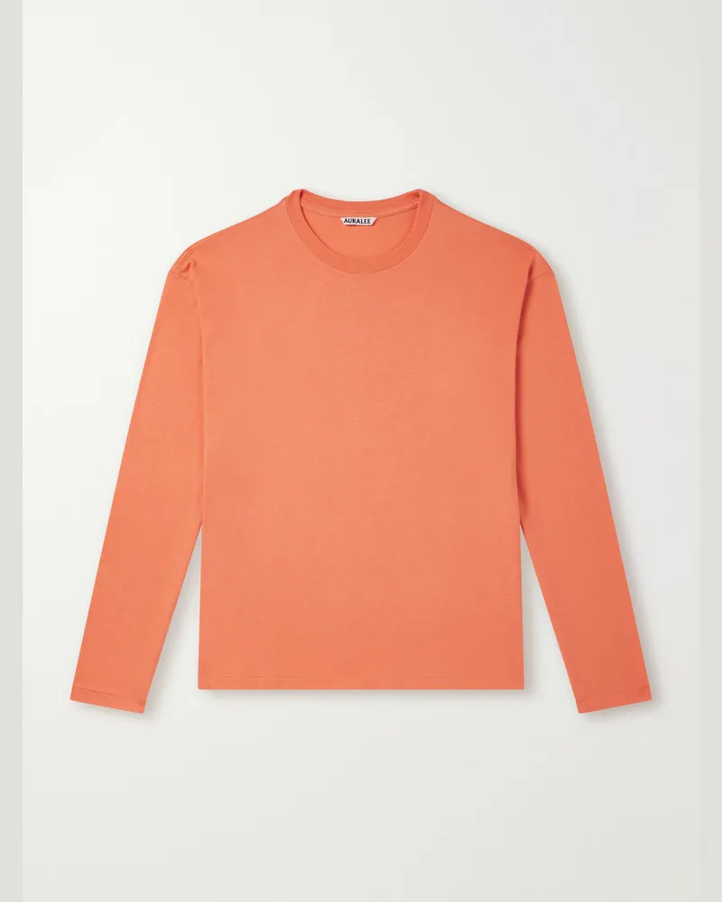AURALEE Cotton-Jersey T-Shirt Orange