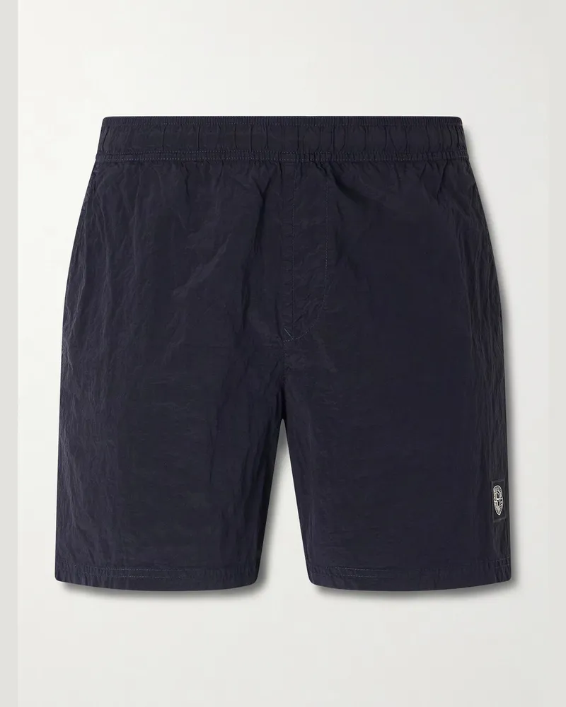 Stone Island Straight-Leg Mid-Length ECONYL® Nylon Metal Swim Shorts Blue