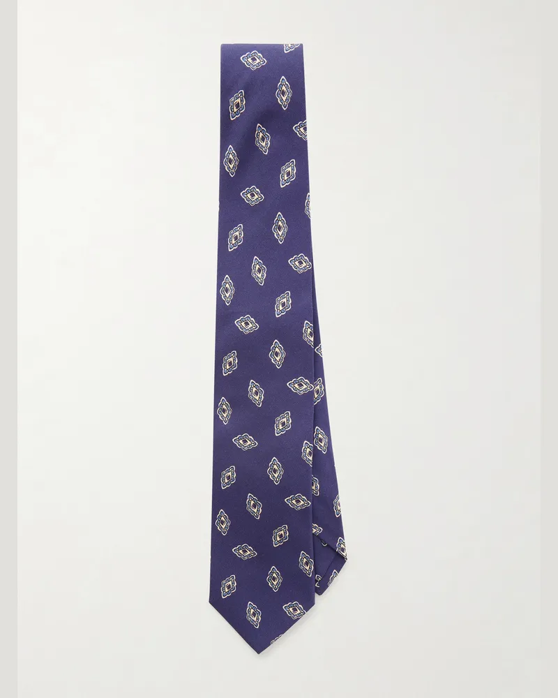 Drake's Silk-Habotai Tie Blue