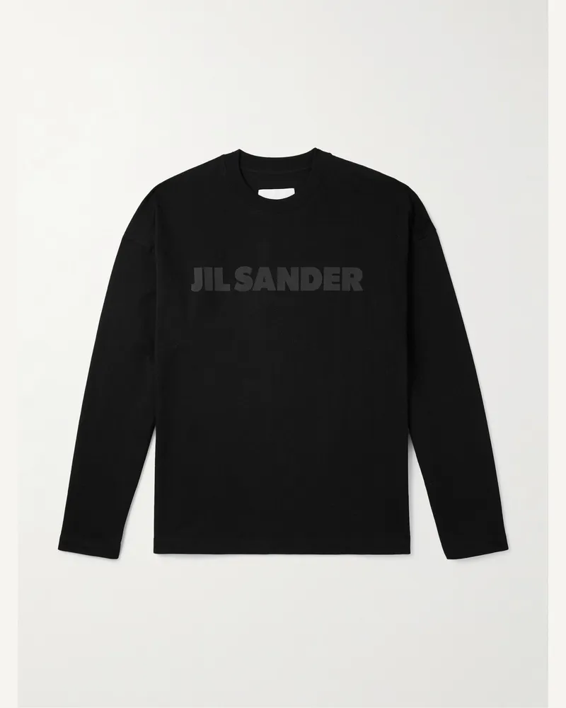 Jil Sander Oberteil aus Baumwoll-Jersey mit Logoprint Schwarz