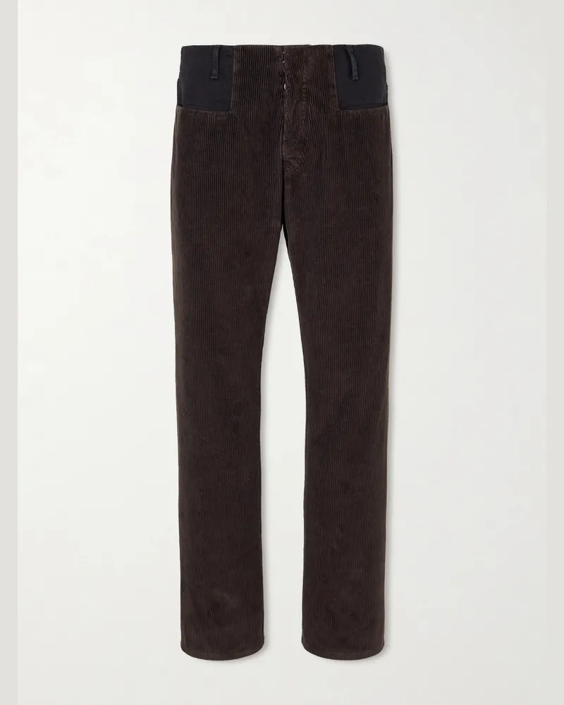 Maison Margiela Straight-Leg Cotton-Corduroy Trousers Brown