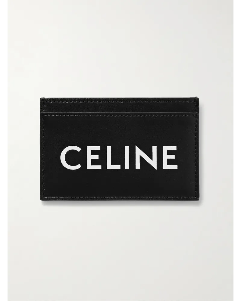 Celine Kartenetui aus Leder mit Logoprint Schwarz