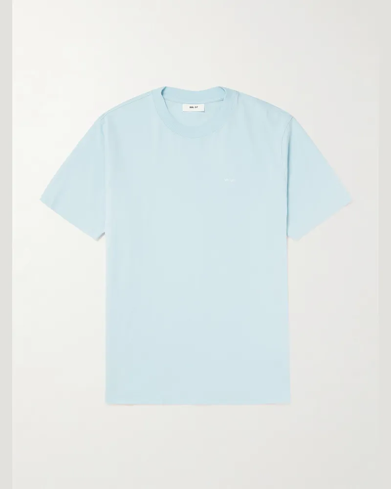 NN 07 Adam 3209 T-Shirt aus Pima-Baumwoll-Jersey mit Logostickerei Blau
