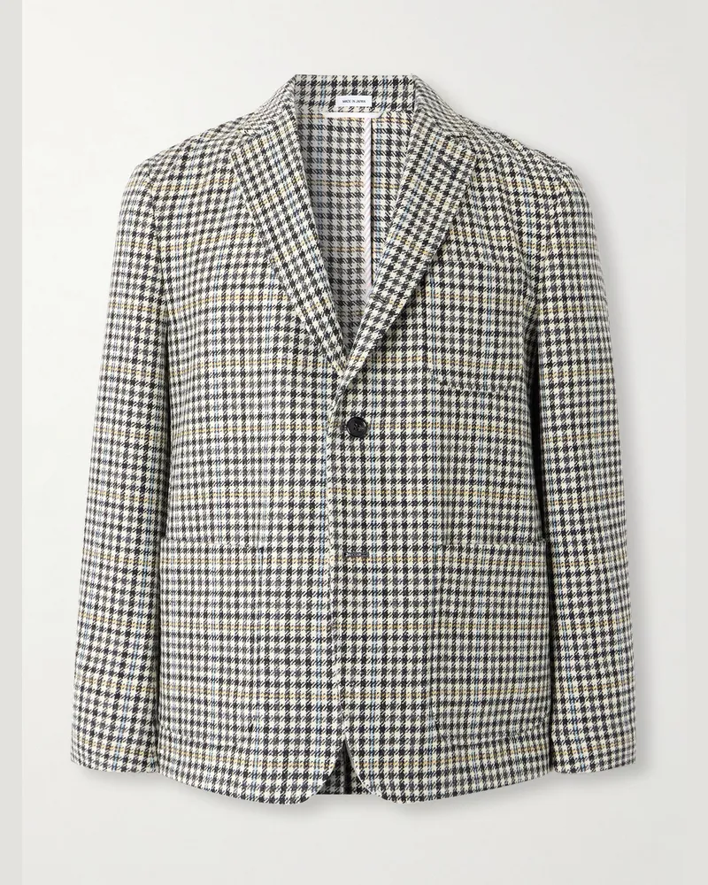 Thom Browne Unstrukturiertes Sakko aus kariertem Woll-Tweed mit Hahnentrittmuster Grau