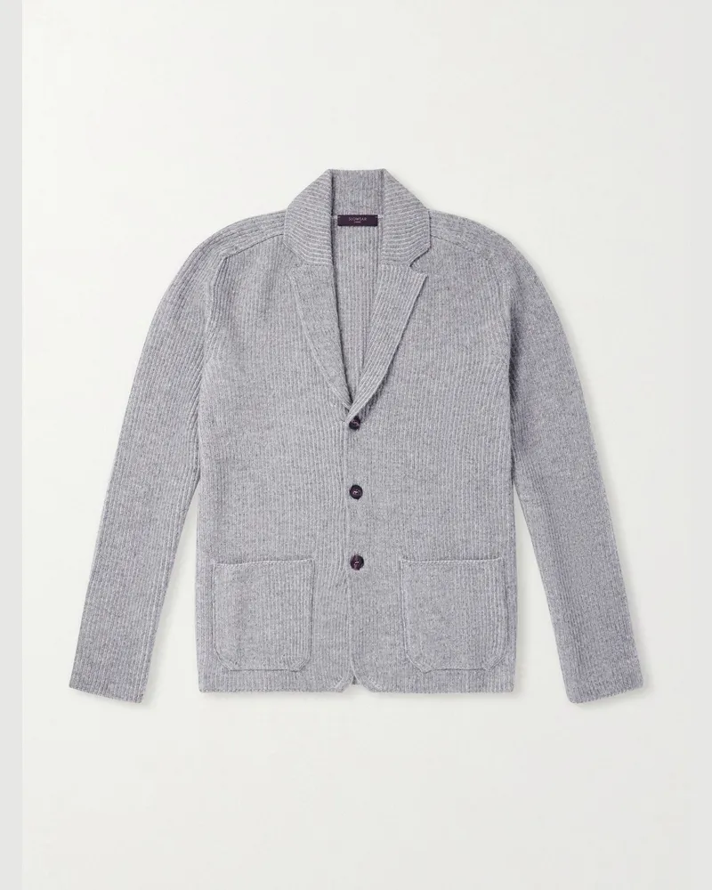 Slowear Single-Breasted Ribbed Virgin Wool Blazer Gray