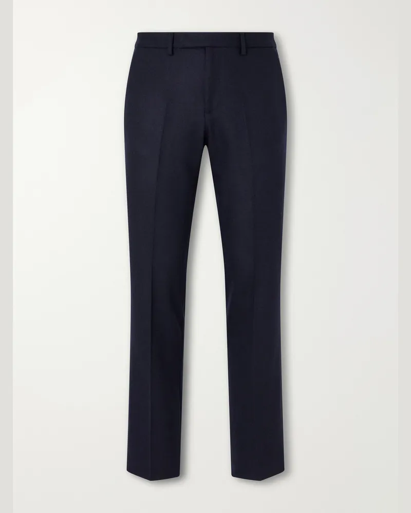 Sunspel Straight-Leg Wool Trousers Blue