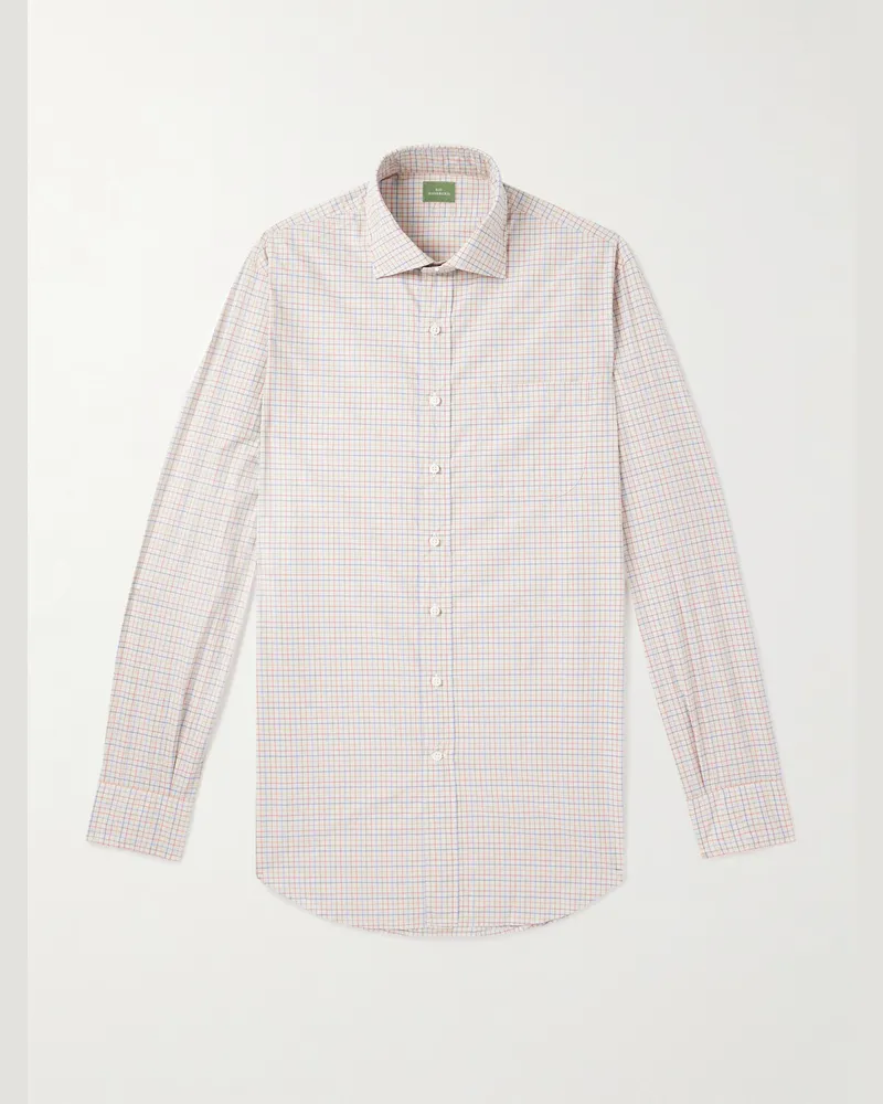 Sid Mashburn Kariertes Hemd aus Baumwoll-Tattersall Weiß