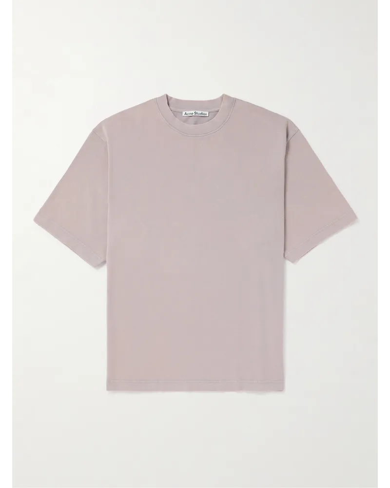 Acne Studios T-Shirt aus Baumwoll-Jersey mit Logoapplikation in Stückfärbung Lila