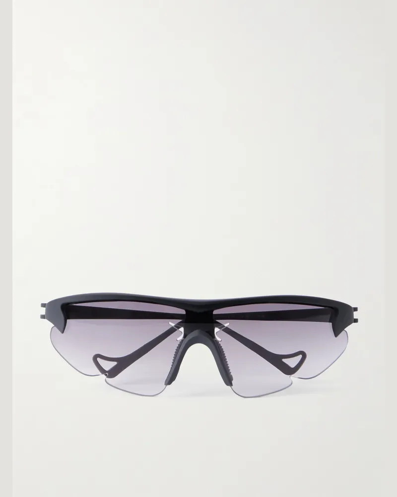District Vision POST ARCHIVE FACTION Junya Racer Sonnenbrille mit D-Rahmen aus Polycarbonat und Titan Schwarz