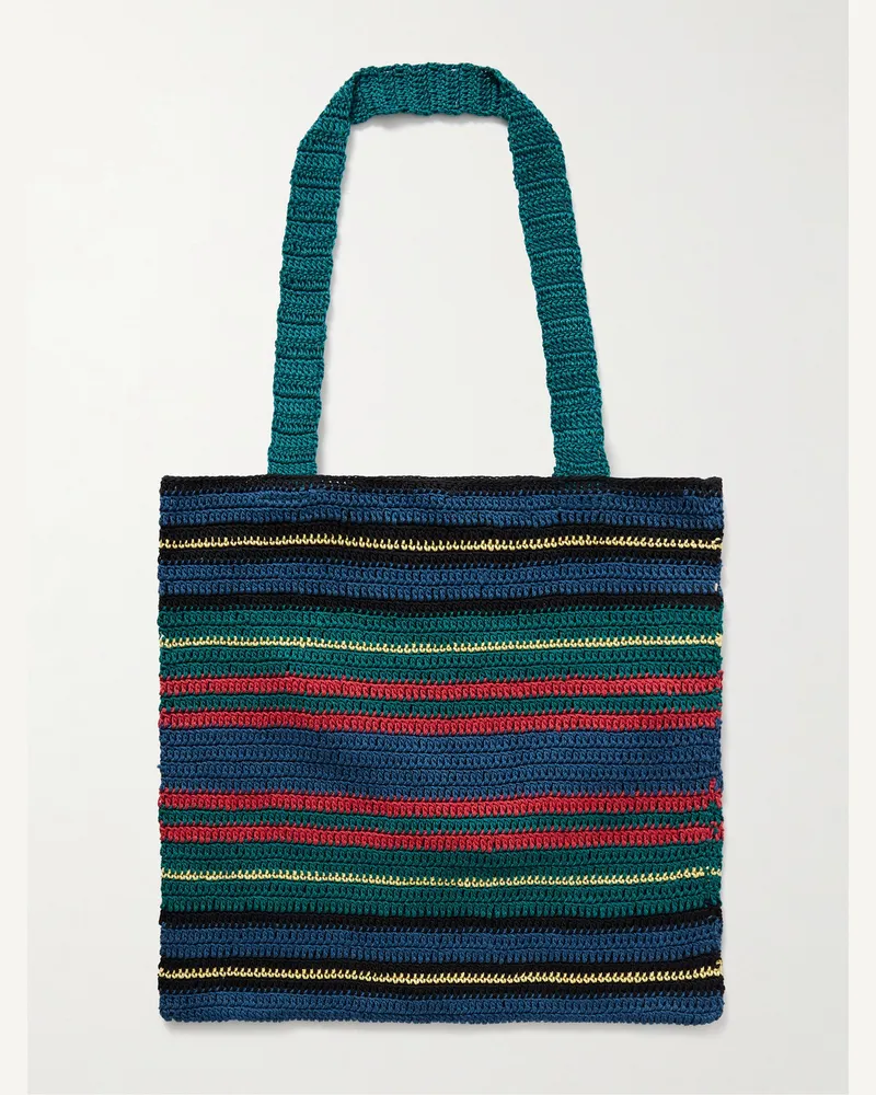 BODE Riverbank Tote aus gehäkelter Baumwolle Blau