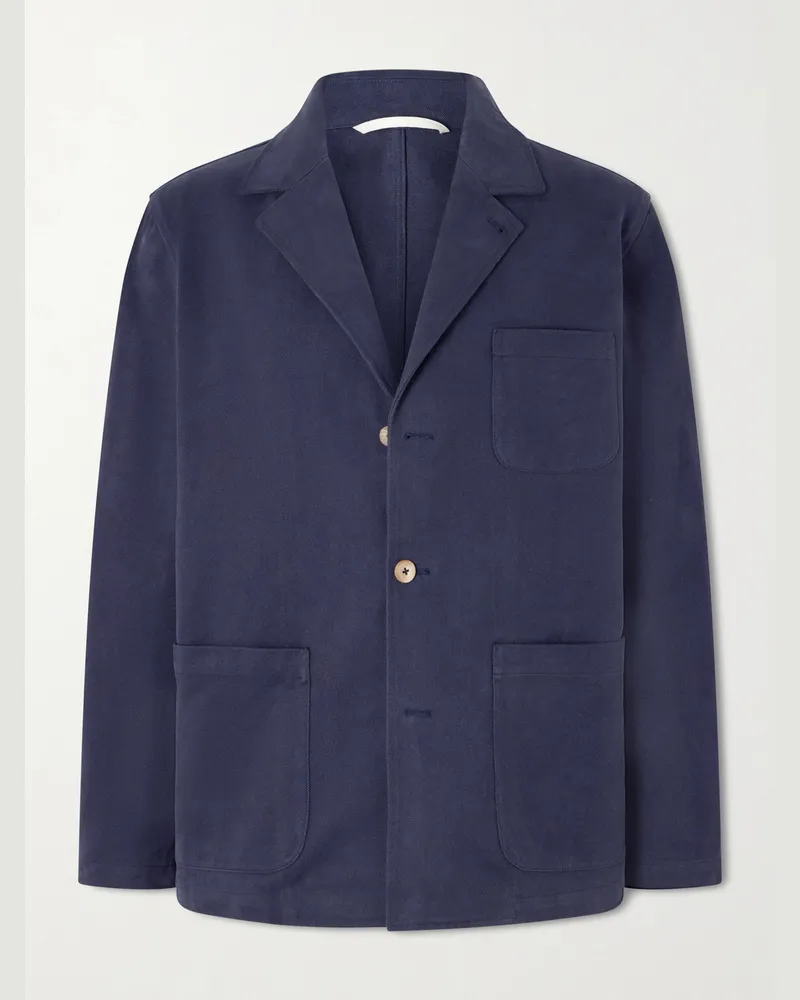 De Bonne Facture Traveler Cotton-Twill Suit Jacket Blue
