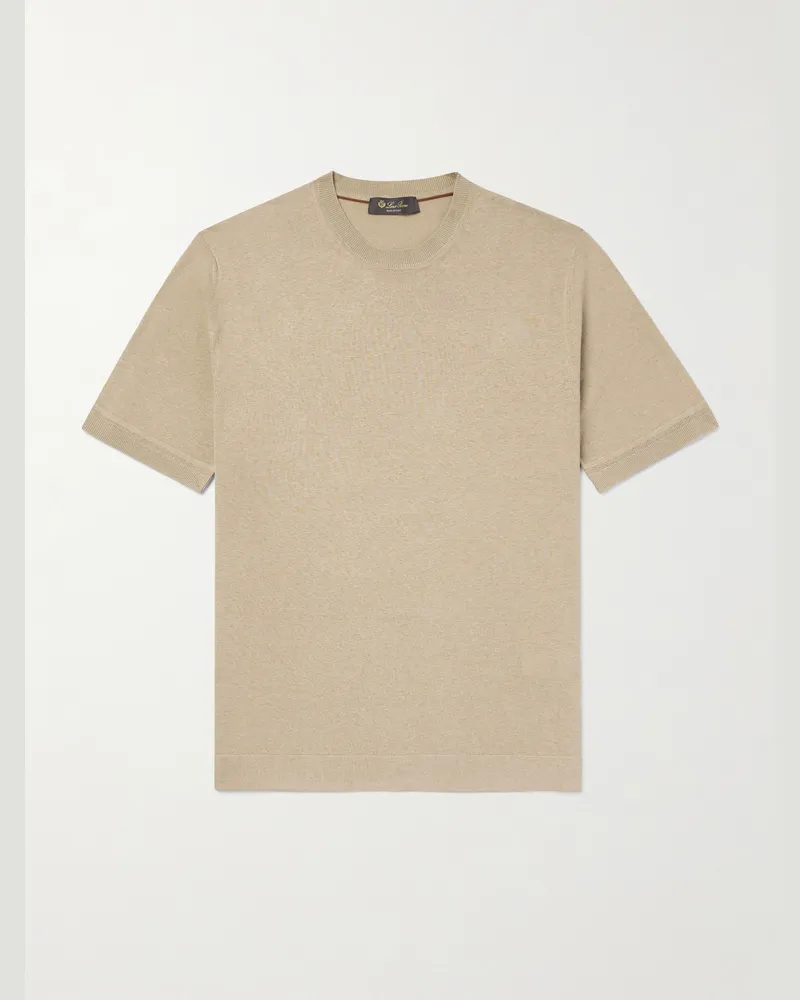 Loro Piana T-Shirt aus einer Seiden-Leinenmischung Neutral