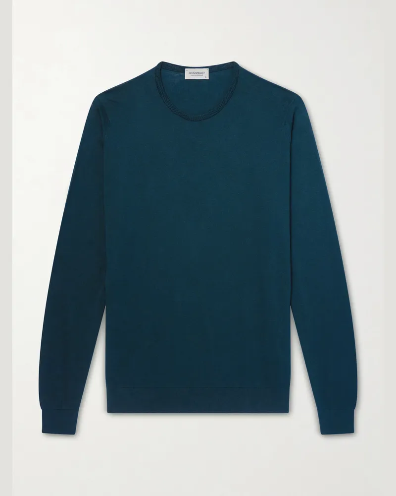 John Smedley Hatfield Sea Island Cotton Sweater Green