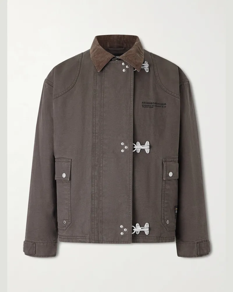 Neighborhood Fireman wattierte Jacke aus Baumwolle mit Logostickerei Braun